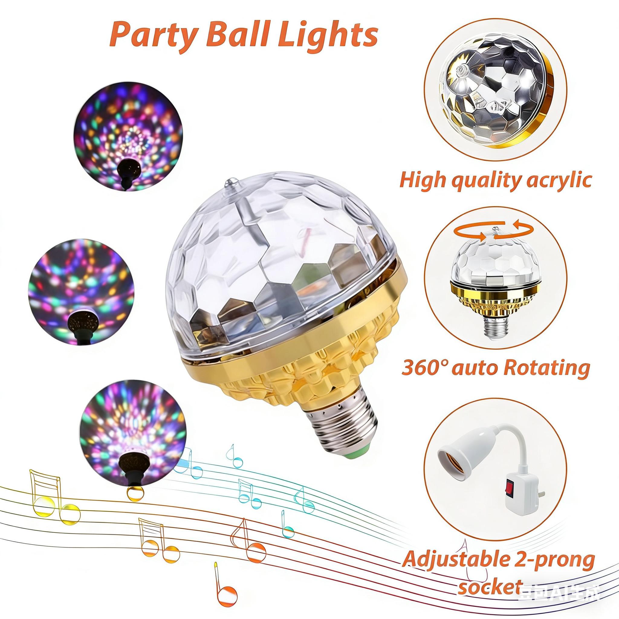 Lights Disco Ball Magic Ball Stage Light with Sockets Stage Decor Lights for Home Dance Christmas Party