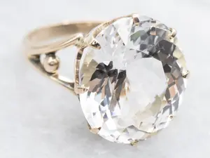 Crown Prong Danburite Solitaire Cocktail Ring