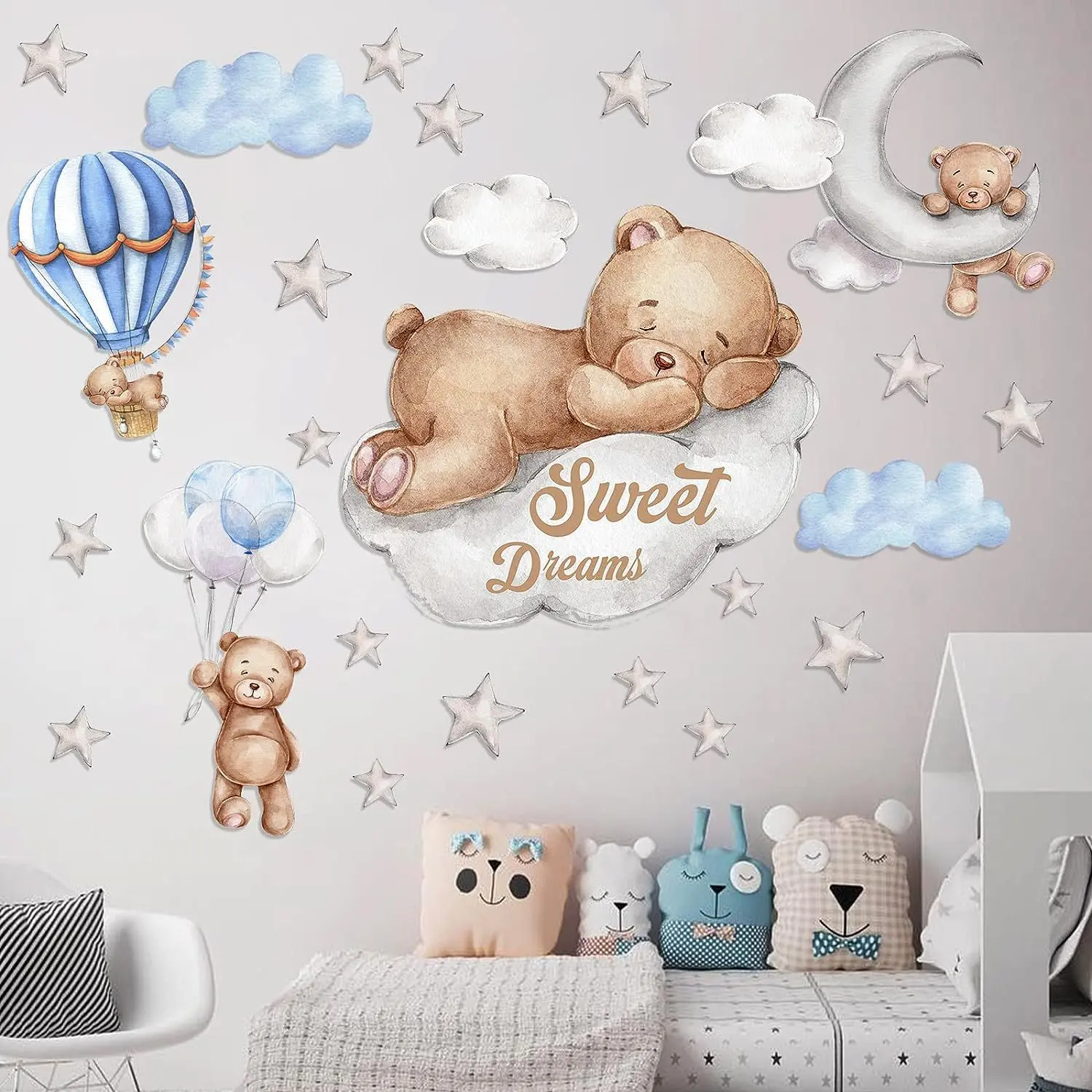 Sweet Dream Wall Decals, Decorative Decal, Stickers for Bedroom, Playroom, Nursery and School Classroom, Refrigerator & Window Stickers, Interior DIY Home Decoration, Waterproof