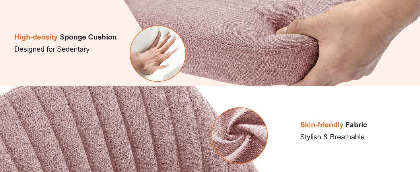 FurnishFlex Cute Desk Chair Armless  Modern Fabric Home Office Desk Chairs with Wheels