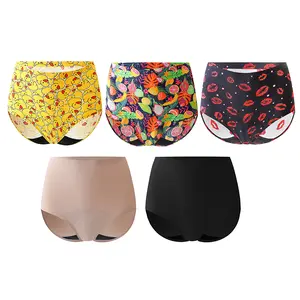 5pcs Leakproof Period Pants, High Waisted & Mid Rise Incontinence Underwear for Women, Reusable Menstrual Panties, Breathable Period Underwear for Postpartum/Heavy Flow, Sizes XS to 2XL