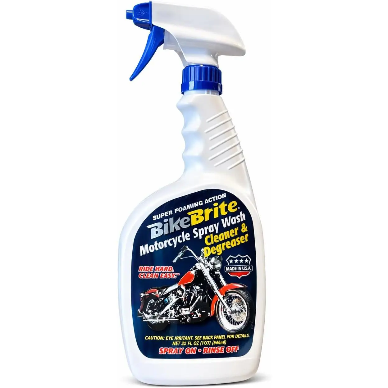 MC44 Non-Acidic Motorcycle Spray Wash Fluid - Blue, 32oz(946ml) Ergonomic Bottle, Foam Action, Cleans and Degreases, Adds Sparkle to Bright Work, for Motorcycles, All Vehicles