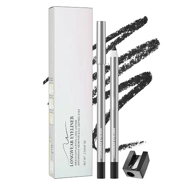 Flawless Cosmetic Eyeliner Pencil with Handy Built-in Sharpener, Waterproof, Smudge-Proof, Gentle Longwear Gel Liner, Smooth Gliding for Daily & Evening Eye Makeup, Pigment