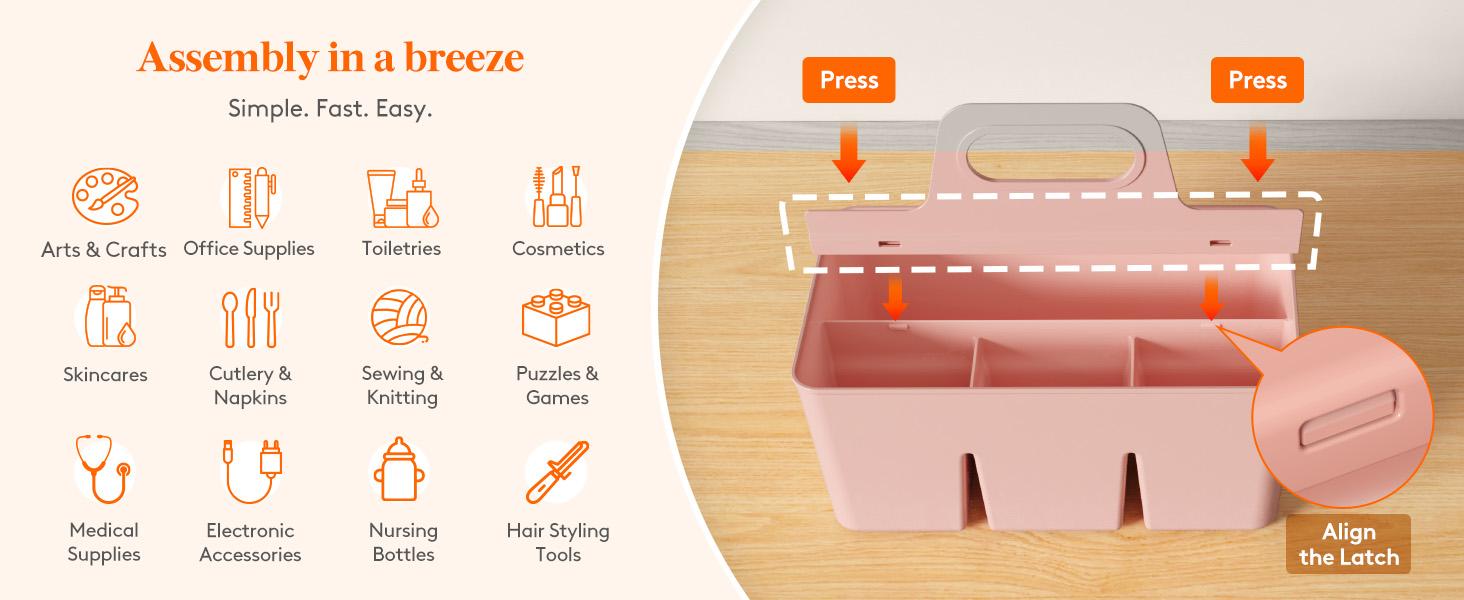 Lifewit Plastic Storage Organizer with Reinforced Handle, BPA-Free ABS, Supports Up to 20 lb, Ideal for Craft Supplies & More