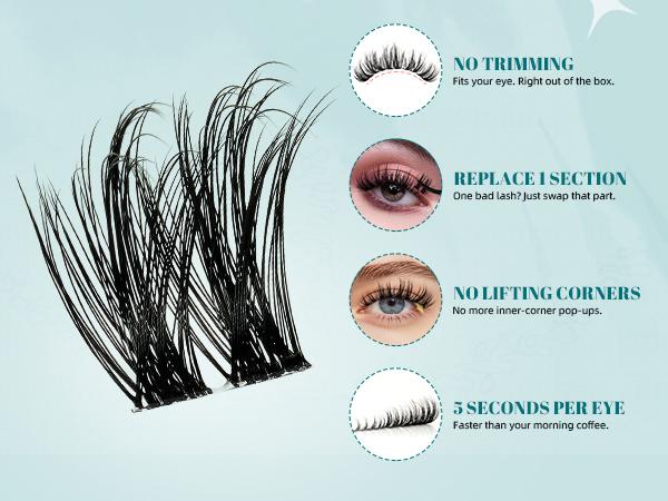 AMZGIRL Lash Clusters Kit WildFluff Enhanced D Curl Eyelash Extension Kit WildFlow Lashes Cluster Invisible Band Lash with White Lash Bond and Seal,  Lash Remover and Lash Applicators