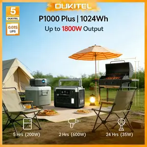 OUKITEL1024Wh Outdoor Power Station for Camping Mini Fridge & Projector, USB-C, Folding Solar Panel Home Backup, Camping, Emergency Outdoor Power travel rv