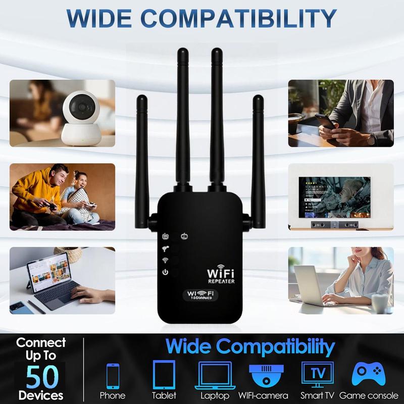 WiFi Extender 2026, AC1200 Dual Band (5GHz/2.4GHz) Signal Booster, Covers 10,000 sq. ft & 50 Devices, Repeater with Ethernet Port for Home, Gifts