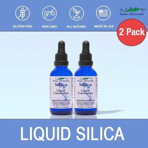 Eidon Liquid Silica Mineral Concentrate - Silica Supplement for Hair, Skin and Nails, Silica Drops to Support Collagen Production, No Added Sugar - 2 oz, 2 Pack Dietary Oil Calcium Natural