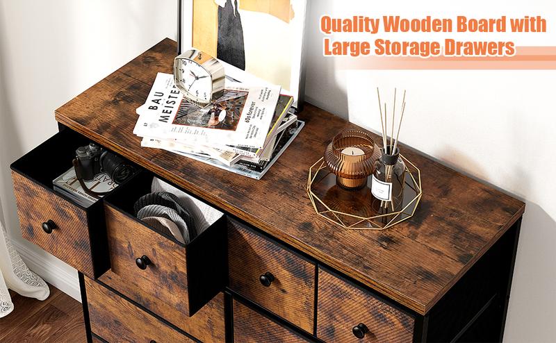 【#TikTokShopFallDealsForYou】Raybee Furniture 12 Drawers Dressers，with Wood Top & Metal Frame, Tall Dressers for Bedroom, Living Room, Hallway, Closet