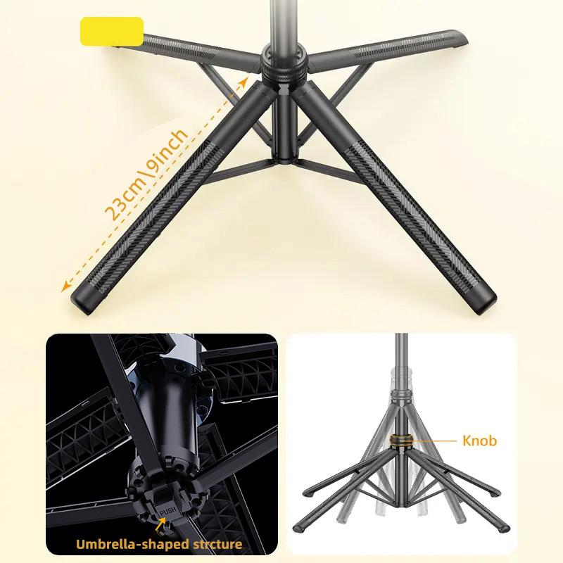 70.8 inch 360° Rotatable Smart Auto Face Tracking Selfie Stick Tripod with Gesture Control & Rechargeable Fill Lights for Mobile Phone Video Recording Vlog TikTok Live Broadcast - Smartphone Camera Accessories