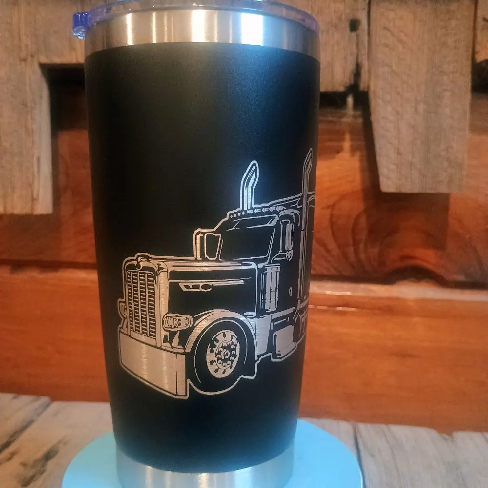 Peterbilt 389x Laser-Engraved Tumbler, Available in 2 Sizes and 3 Colors  Bottle Drinkware Cup Mug Portable Bottled Washable Reusable