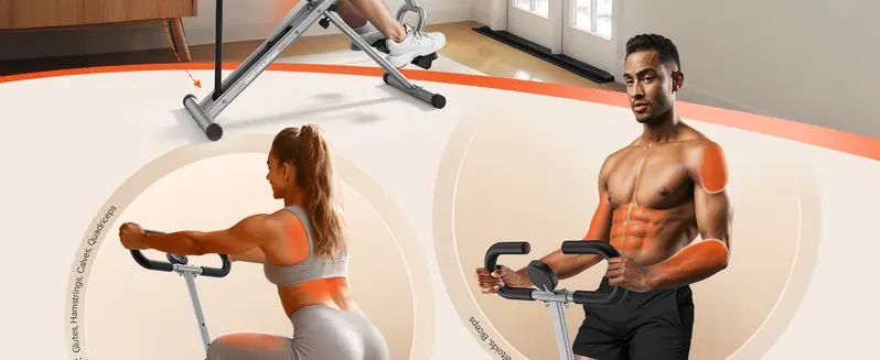 Product Introduction of Flybird Squat Fitness Machine , Ride & Rowing Motion for Glutes, Thighs, Abs, and Leg Strength Training at Home, Foldable Core Trainer with 4 Resistance Levels,Whole Body Workout Machine with 330lbs Capacity 2