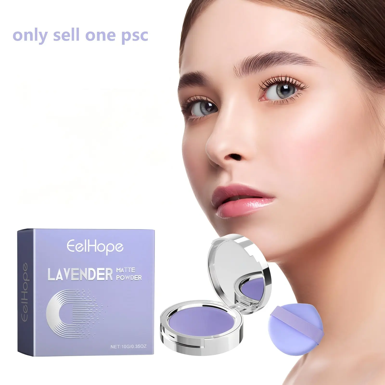 Summer Makeup Foundation Lavender Matte Powder, Long-Lasting Waterproof, Full Coverage, Natural Finish, Pore Minimizing, Solid Form