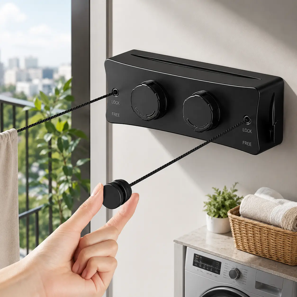 Household Invisible Wall-Mounted Clothesline - Home Goods Laundry Product for Hanging Clothes Drying, 17ft Dual Retractable Aluminum Alloy Line with Sag-Resistant Ropes, Stainless Steel Components, 10-15Kg Load Capacity for RVs, Laundry Rooms, Laundry Pro