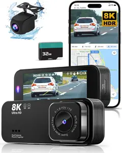 Dash Camera for Cars, 8K Ultra HD Dash Cam Front and Rear, Dash Cam with App Control, 32GB Card, Built-in Wi-Fi & GPS, 3.16”IPS Screen, 170°Wide Angle, WDR, Night Vision, 24H Parking Mode