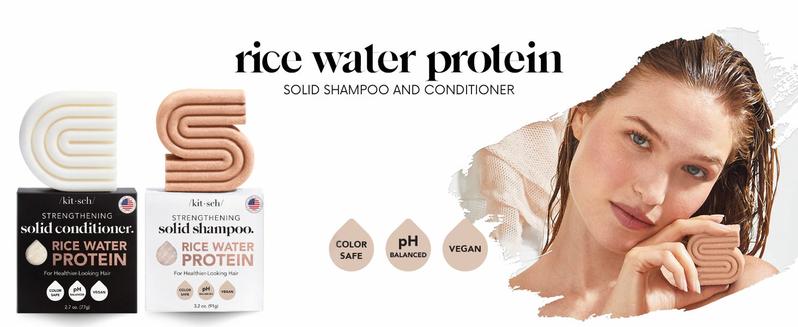 Kitsch Rice Water Shampoo & Conditioner Bar Set – Solid Hair Care Bars for Strength, Nourishment – Sulfate & Paraben-Free, Made in USA – 2pcs