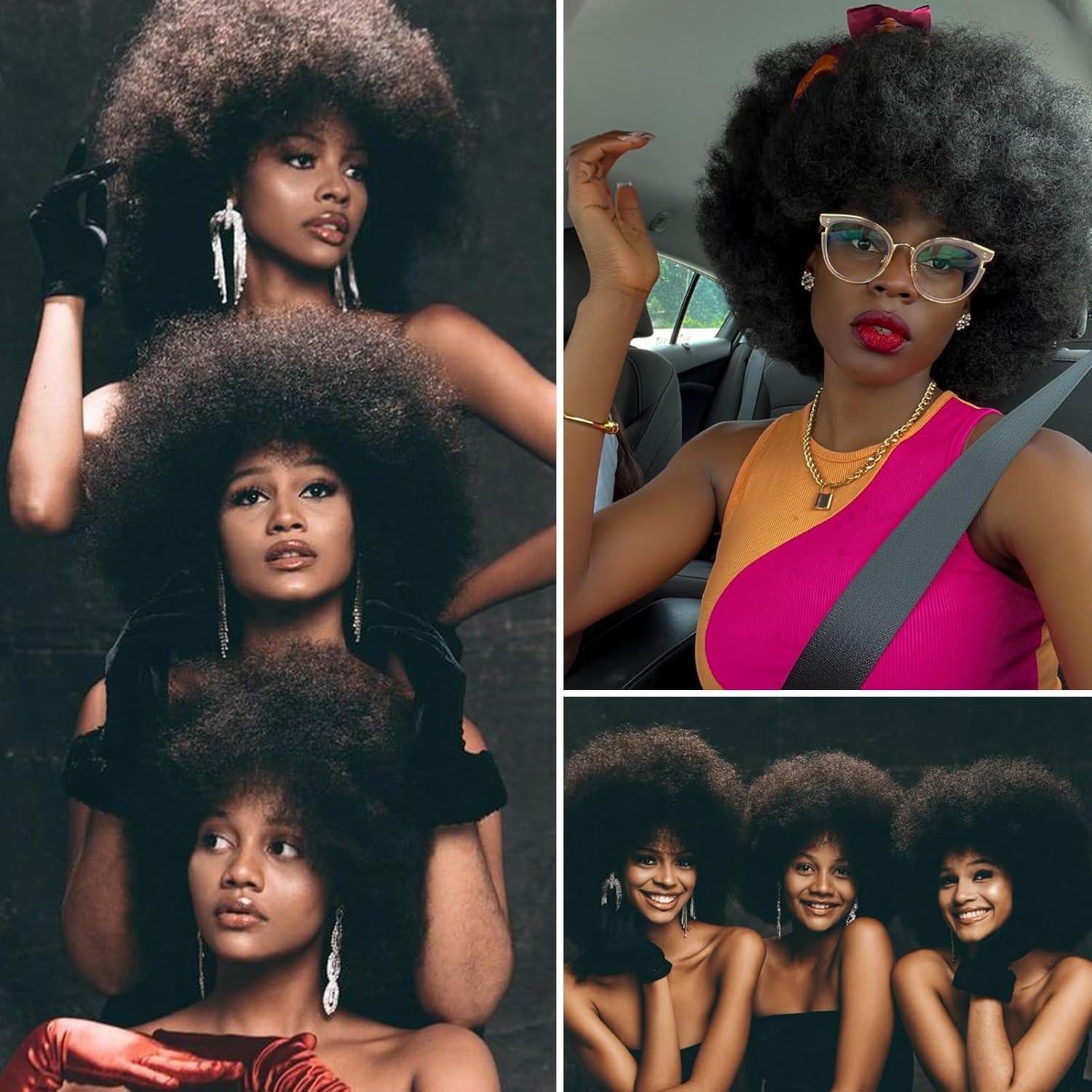 【2025 Super Deal】Clicli Glueless Wear Go Wig Short Afro Curly Human Hair Wigs for Black Women Cosplay Wigs 70s Puff Wig with Bangs