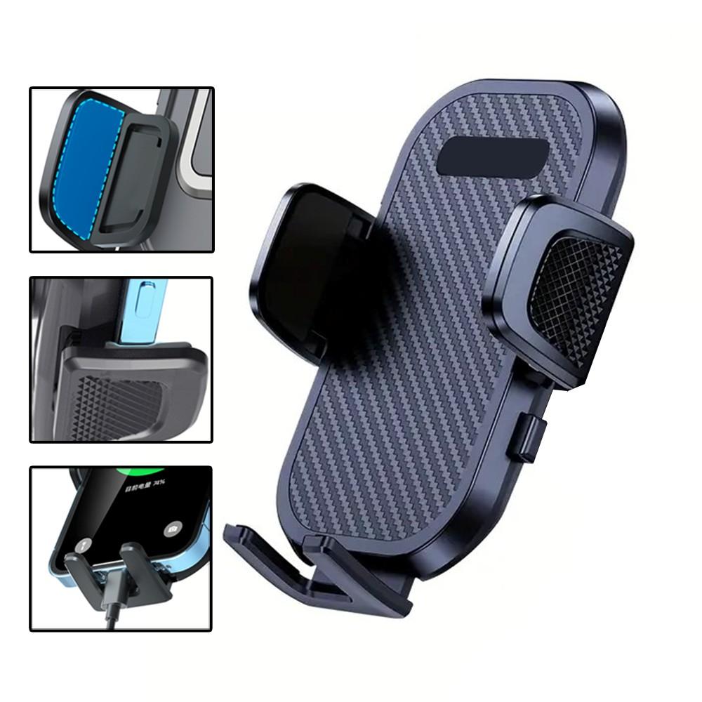 360° Rotation Navigation Holder Carbon Fiber Car Air Vent Clip On Phone Mount, One-Touch Release, Shockproof Phone Holder Stand, Universal Fit for iPhone 11-17 Series Samsung S20-S24 Series Google Pixel 4-7 Series All 4-7" Smartphones