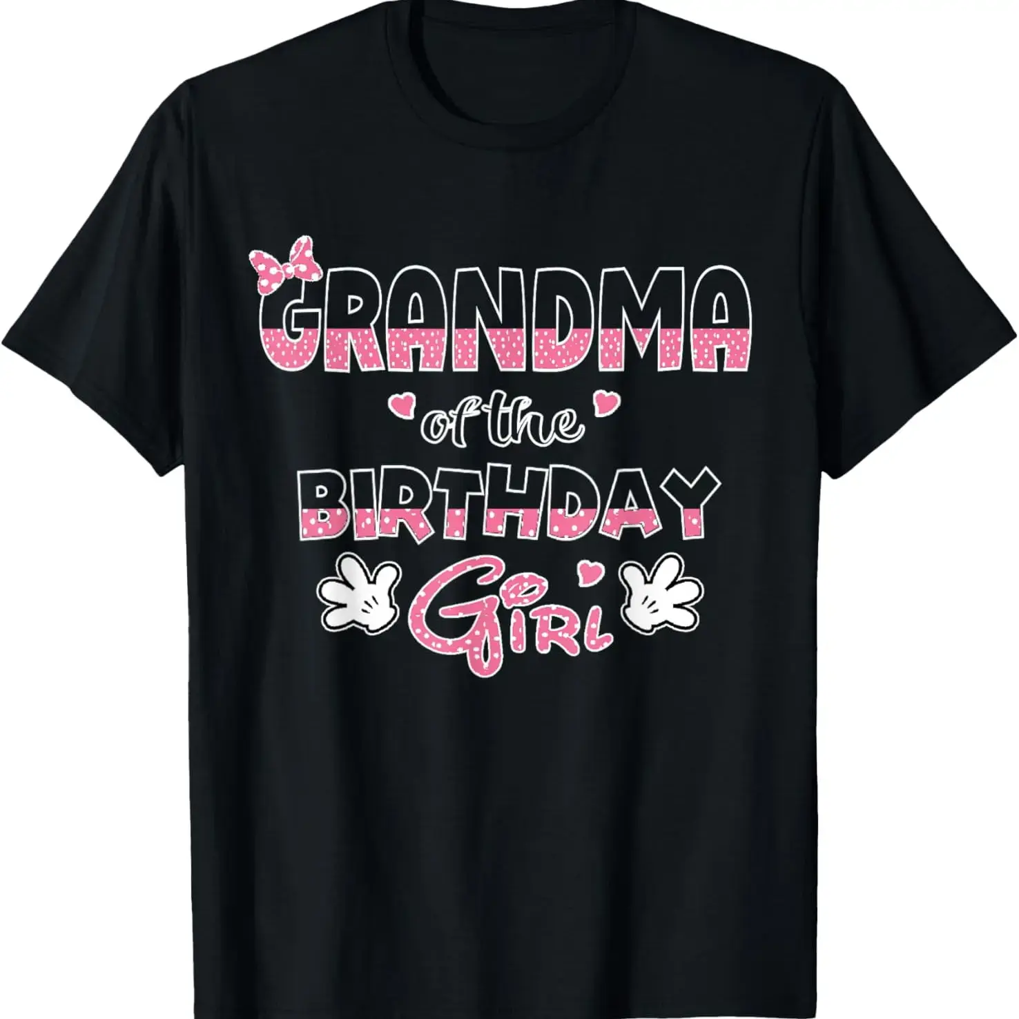 Men's Comfy 100% Cotton Tshirt, Shortsleeve Crewneck with Grandma of the Birthday Girl Mouse Family Matching Graphic, Top, Breathable, Fabric, Menswear, Tee, Soft, Everyday, Round Neck, Relaxed Fit, Graphic Print