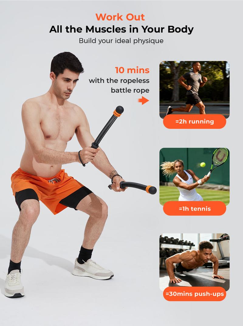 AerVital 2026 New Cordless Battle Ropes for Home Gym, Cordless Training Rope Fitness Equipment for Men & Women, No-Jump Full-Body Exercise, Weighted Workout Ropes for HIIT, Ideal for Fitness Enthusiasts Workout Equipment Training Equipment & Festival Gift