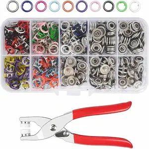 100 set claw Button Kit,9.5mm Snap Fasteners Kit with Pliers-Suitable for fabrics with a thickness of 1-3 cm,Metal Snaps Kit with Tool, Five Claw Buckle Tool Set,seam-free nail button, hand press snap button, tool snap button,#SummerVibes