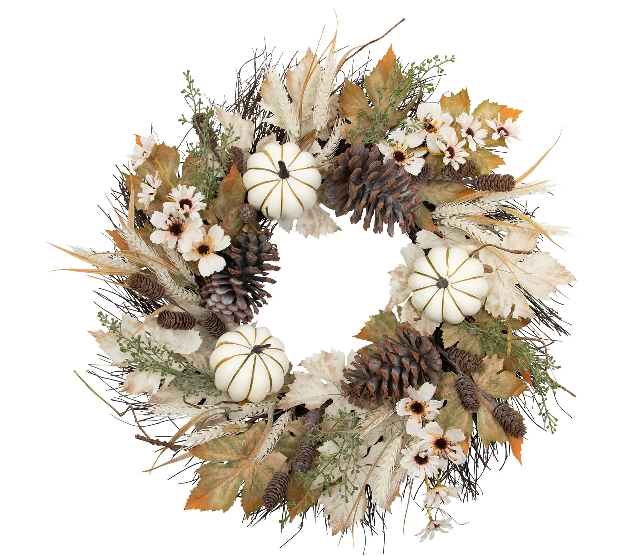 Northlight Pumpkin and Pinecone Harvest Wreath24" Unlit
