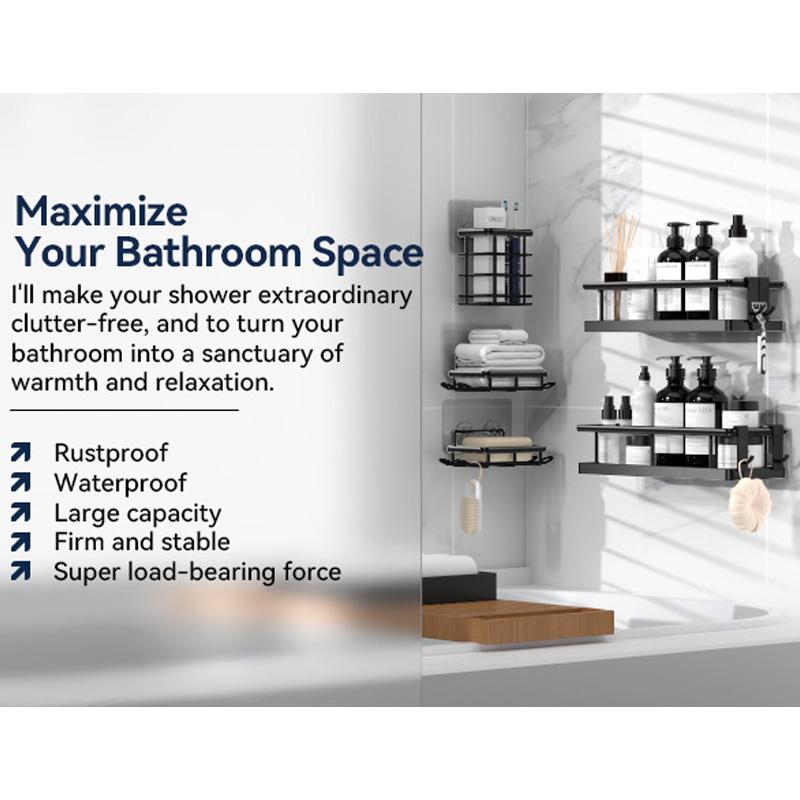 No Drill Shower Caddy | Rustproof Adhesive Bathroom Organizer with Soap Holder Perfect for Bathroom, Kitchen & Home Storage No Drill Shower Caddy | Rustproof Adhesive Bathroom Organizer with Soap Holder Perfect for Bathroom, Kitchen & Home Storage