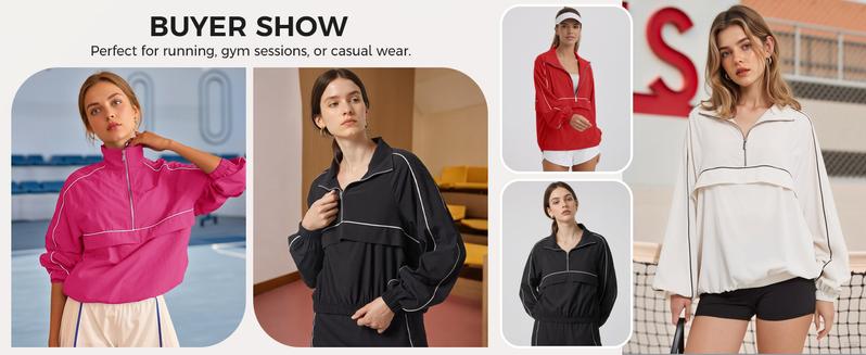 Fisoew Quarter Zip Pullover Women Moisture-Wicking Oversized Sweatshirt Lightweight Workout Athletic Pullover Jacket #Springtok #TikTokShopHolidayHaul #TikTokShopJumpstartSale Gym Sweatwear Casual Sporty Top