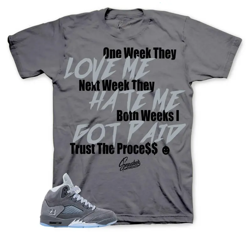 Wolf Grey 5 Sneaker Match Shirt – Trust The Process Graphic Tee – Streetwear Unisex T-Shirt