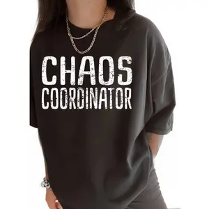 Casual Short Sleeve Chaos Coordinator Shirt – Women’s 100% Cotton Funny Graphic Tee