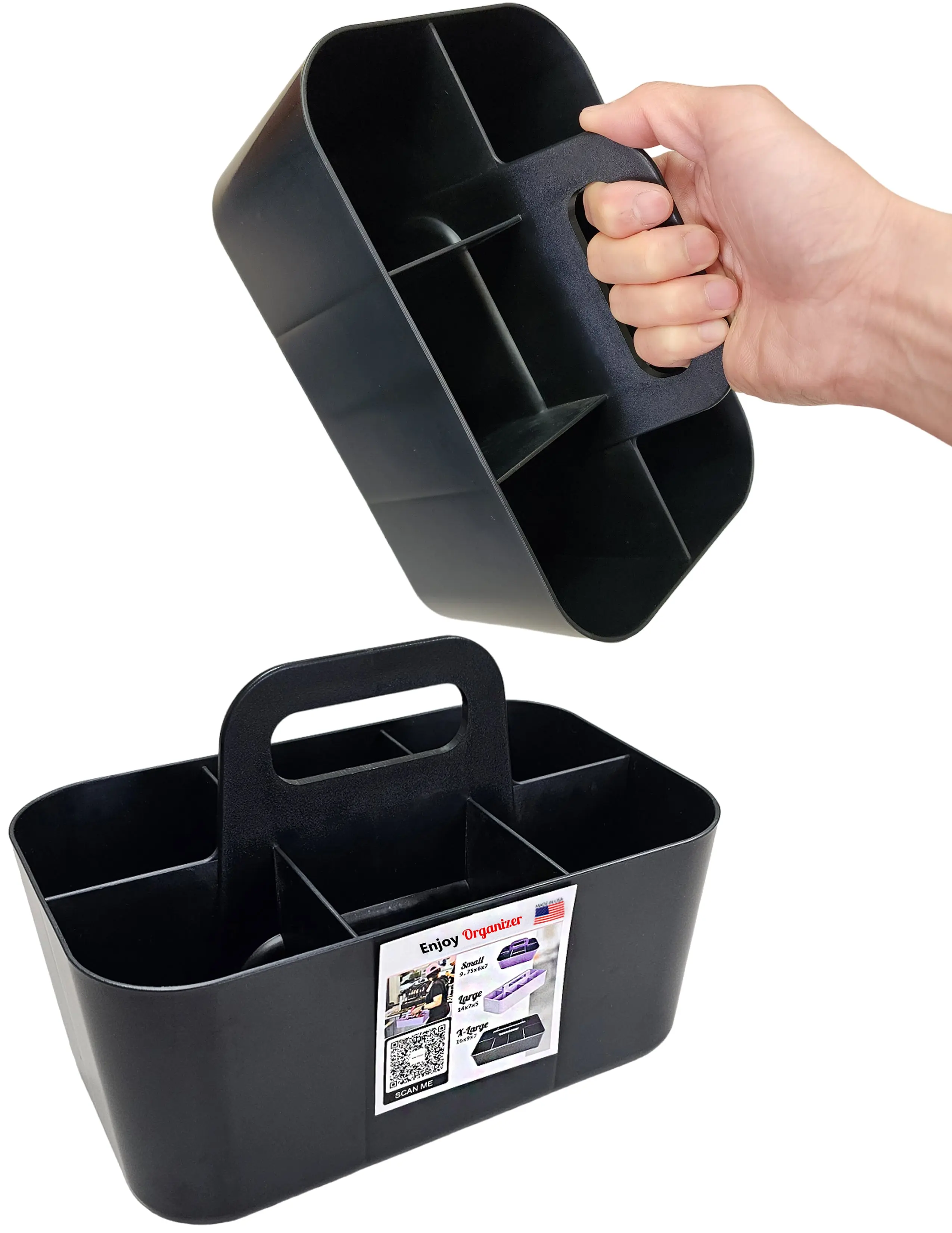 Enjoy Organizer 2 Pack Small Stackable and Portable Simple 6-Compartment Art Caddy - Made In USA
