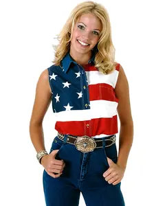 Women's Sleeveless American Flag Western Shirt Plus - 03-052-0185-0101 Re_X
