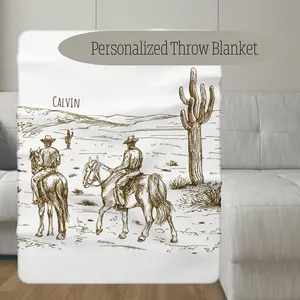 Personalized Desert Cowboy Sherpa Blanket