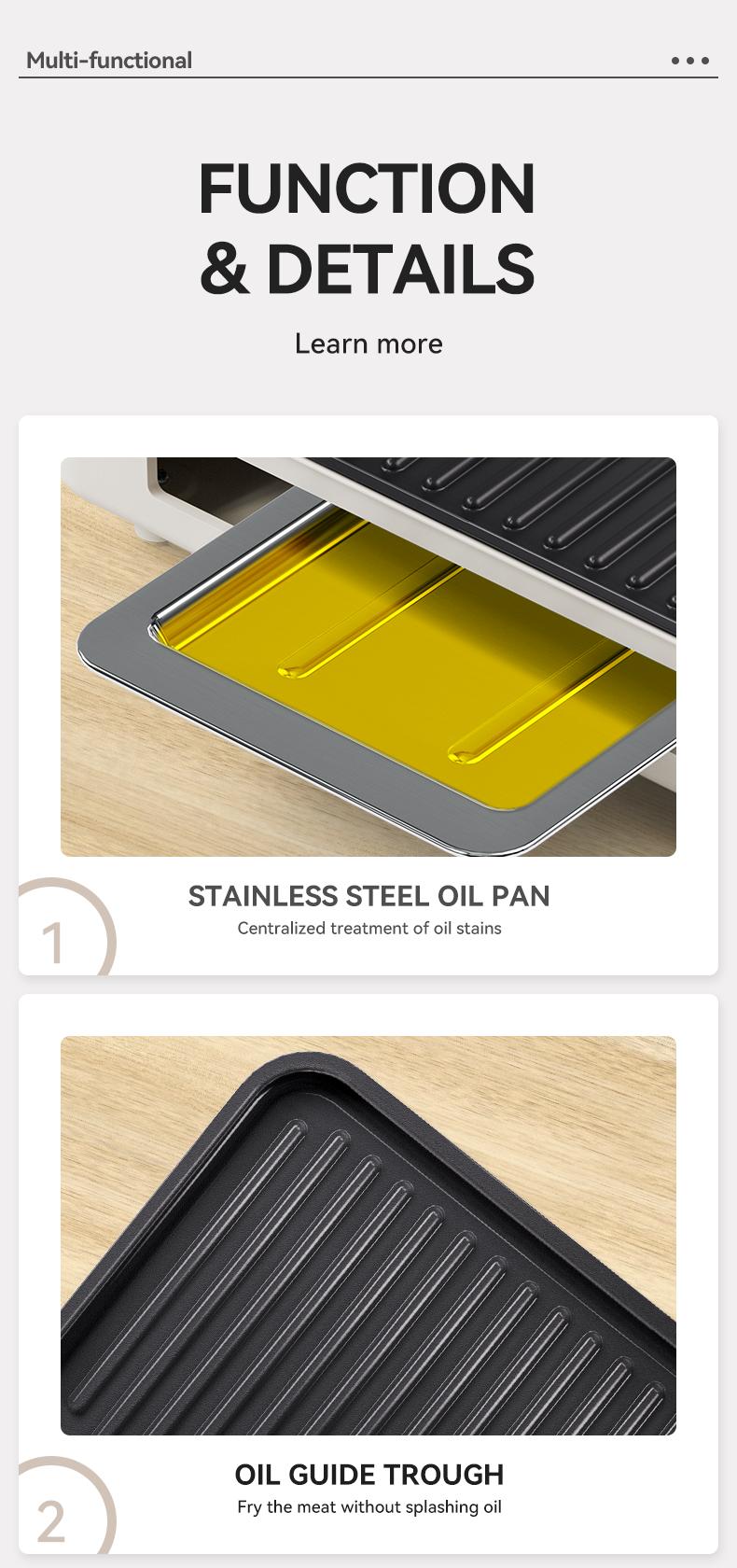 TANLOOK 1500W Electric Korean BBQ indoor Grill – Smokeless Non-Stick Grill with Removable Plates & Temp Control, Compact All-Purpose Tabletop Griddle, with Clip & Brush