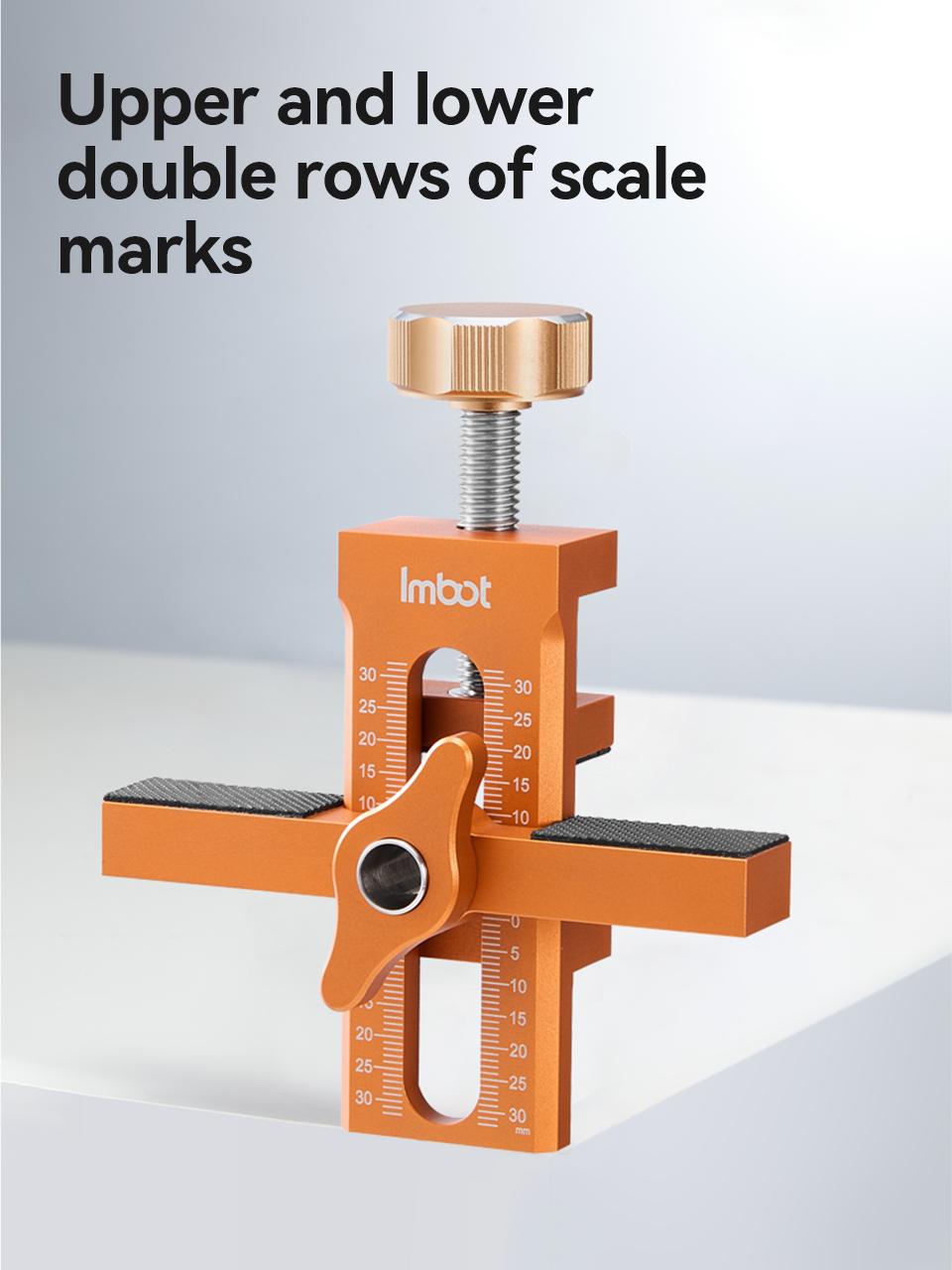 IMBOT 3-in-1 Cabinet Door Assistant & Zhi Luo Drill Tool Set Aluminum Alloy Material with Orange Body and Measurement Scale for Easy Installation of Cabinet Doors
