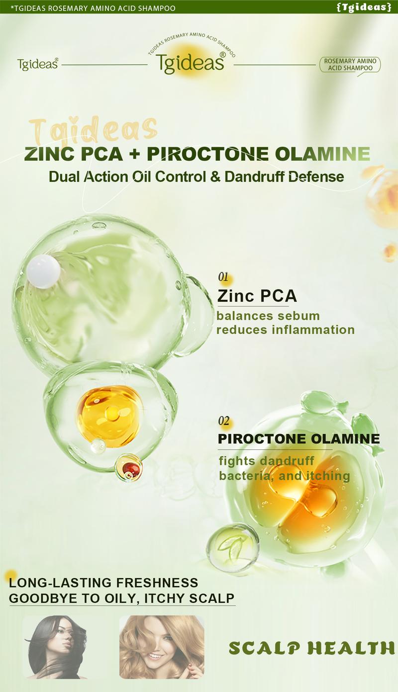 【Buy 1 Get 1 Free】Tgideas Anti-Hair Fall Hair Loss Treatment Shampoo Oil Control Anti Dandruff Haircare Rosemary Zinc PCA Help Hair Growth Amino Acid Hydrolyzed Protein Repair Reduce Hair Loss Scalp Cleanser Conditioner 250ML