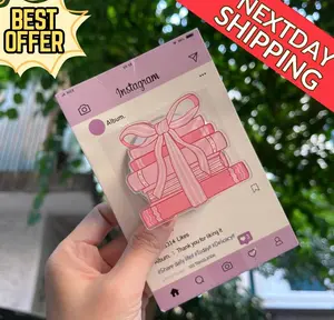 Cute Pink Book Stack with Bow MagSafe Phone Grip – Magnetic Pop Socket & Kickstand – Book Lover Gift