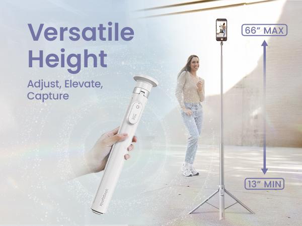 KraftGeek JustTap Magnetic 66" Selfie Stick Tripod for iPhone & Android Phones, Compatible with MagSafe, Fits iPhone 12/13/14/15/16/17 Series & iPad, MagSafe Case & Other Phones with Metal Ring, With Rechargeable Wireless Remote