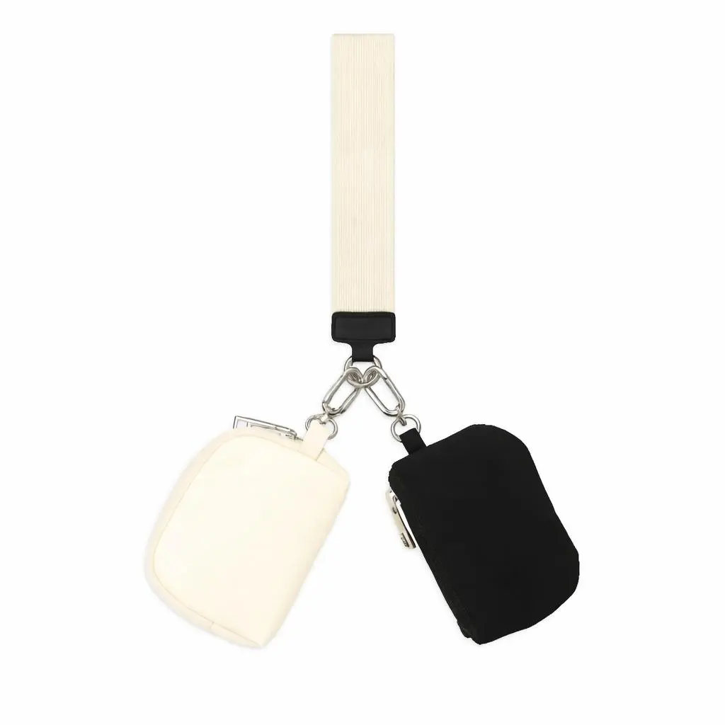 Quilted Down Bags Mini Double Coin Purse Keychain – Small Wallet for Cards, Cash & Keys, Portable Everyday Use, Key Holders, Walletchain, Minimalist Decluttering