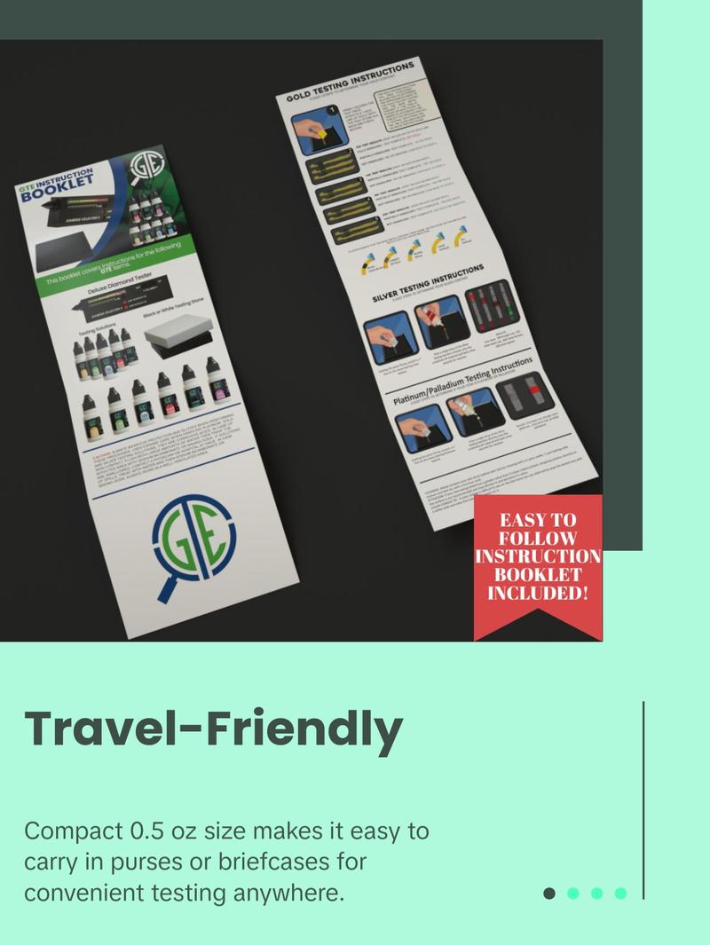 JSP 14K Gold Testing Kit - 0.5 oz Acid Solution for Karat Value & Purity Testing - Ideal for Travel & Gold Enthusiasts - Engagement Ring