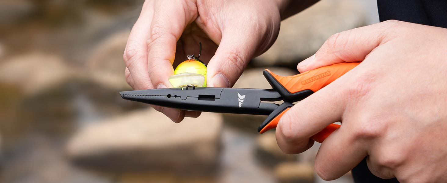 SteelStream  Fishing Tool Kit - Fishing Pliers with Lanyard, Fillet Knife, Floating Fish Lip Gripper, Fishing Braid Scissors, Tool Retractor, Fishing Hook Remover, Bungee Cords ToughTide Tools Kits