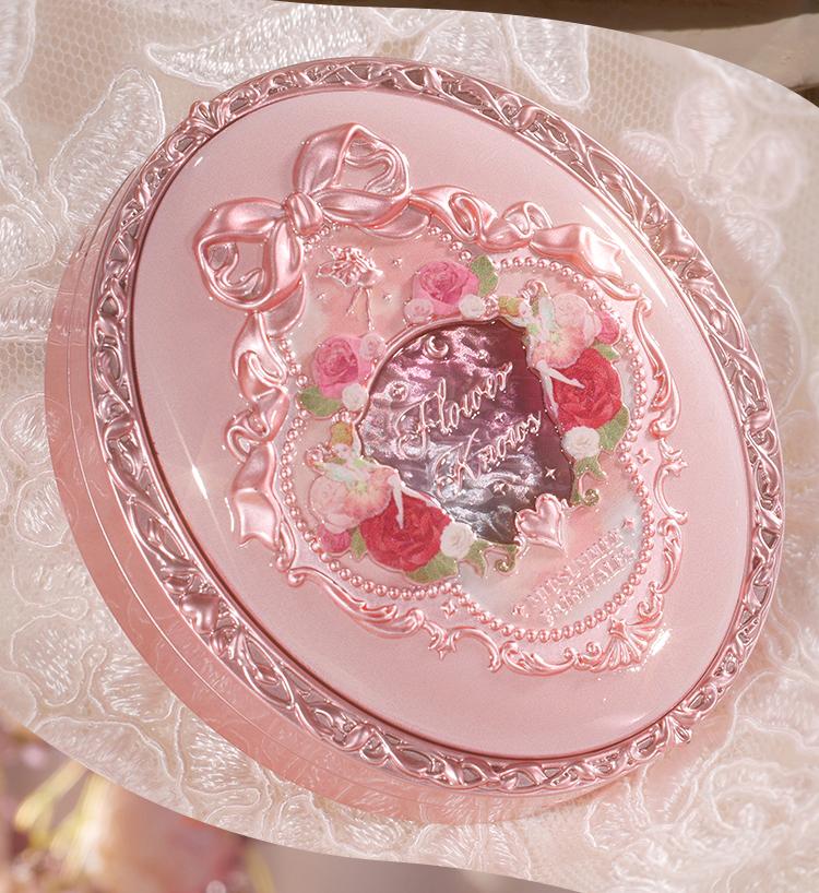 Flower Knows Midsummer Fairytales Collection Embossed Blush, Floral Velvet Embossed Blush Powder, Brightening Velvet Blush Makeup for All Skin Types, #Summervibes