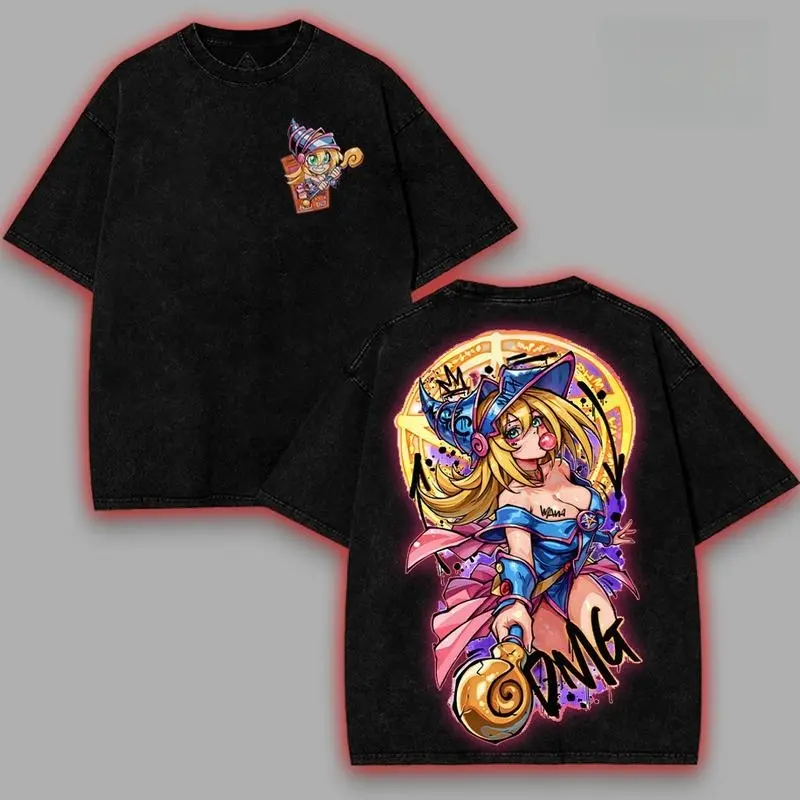 Unisex Yu-Gi-Oh Washed Short-Sleeve T-Shirt - Yami Yugi/Dark Magician Girl/Student King of Games 2-Sided Art Print, Soft 90s Graphic Merch, Everyday Wear, Yu-Gi-Oh Original Artwork & Manga Menswear Top, Yu-Gi-Oh Original Artwork Men's Short-Sleeve T-Shirt