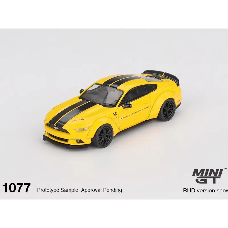 Mini GT 1:64 LB-WORKS Ford Mustang Alloy Diecast Racing Car - Precise Scale Collectible Model, Triple Yellow Luxury Display for Enthusiasts, Precise Scale Model