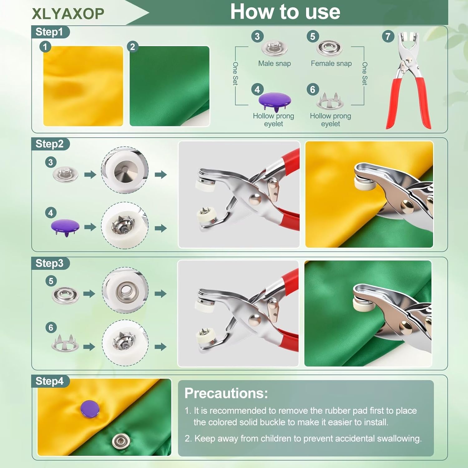 804 Count Snap Fasteners Tool Kit Hollow and Solid Metal Prong Snaps Buttons with Setting Tool for Clothing Crafting Sewing,Leather Snaps Buttons for Jeans Wears Bags