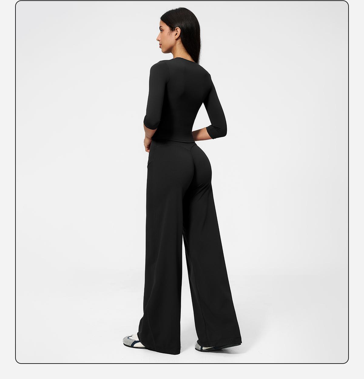MFVIM Women's 2-Piece Solid Sports Set, Loose Fit Long Sleeve Top & High-Waisted Rolled-Waist Pants Casual Wear Activewear for Yoga, Solid Sports Sets, Outdoor Yoga Suit, Matching Gym Set,back to school,back to school haul