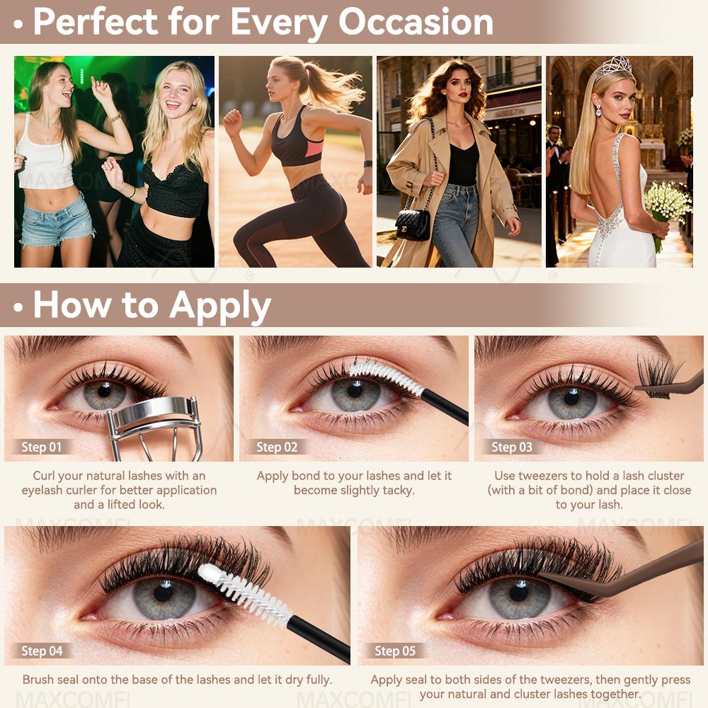 Puppy Lashes Sellout | MaxComfi Comfortable Lashes Long-Lasting, Waterproof&Super Soft & Thin Band |  Flaunt Flora styleWaterproof Long-Lasting Natural Daily Volume Style Beginner-Friendly DIY Lashes for Flawless Voluminous Look Trendy Must-Have Clusters
