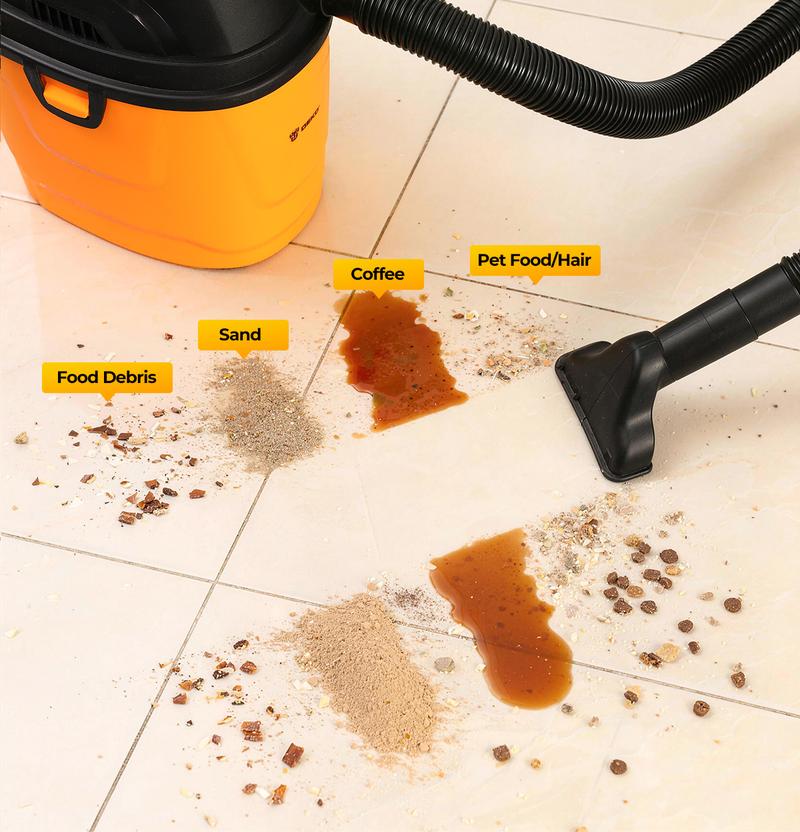 DEKO 6L Wet & Dry Vacuum Cleaner, 600W Powerful Suction, With Wheels for Pet Hair, Spills, Sofa & Car Cleaning