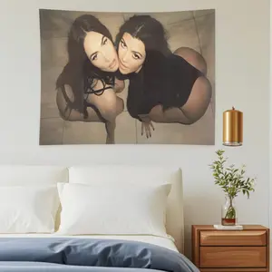 Megan Fox and Kourtney Kardashian Flag  indoor outdoor decoration banner, polyester fiber, 3*5FT Tapestry Wall Mural Tapestry Wall Hanging