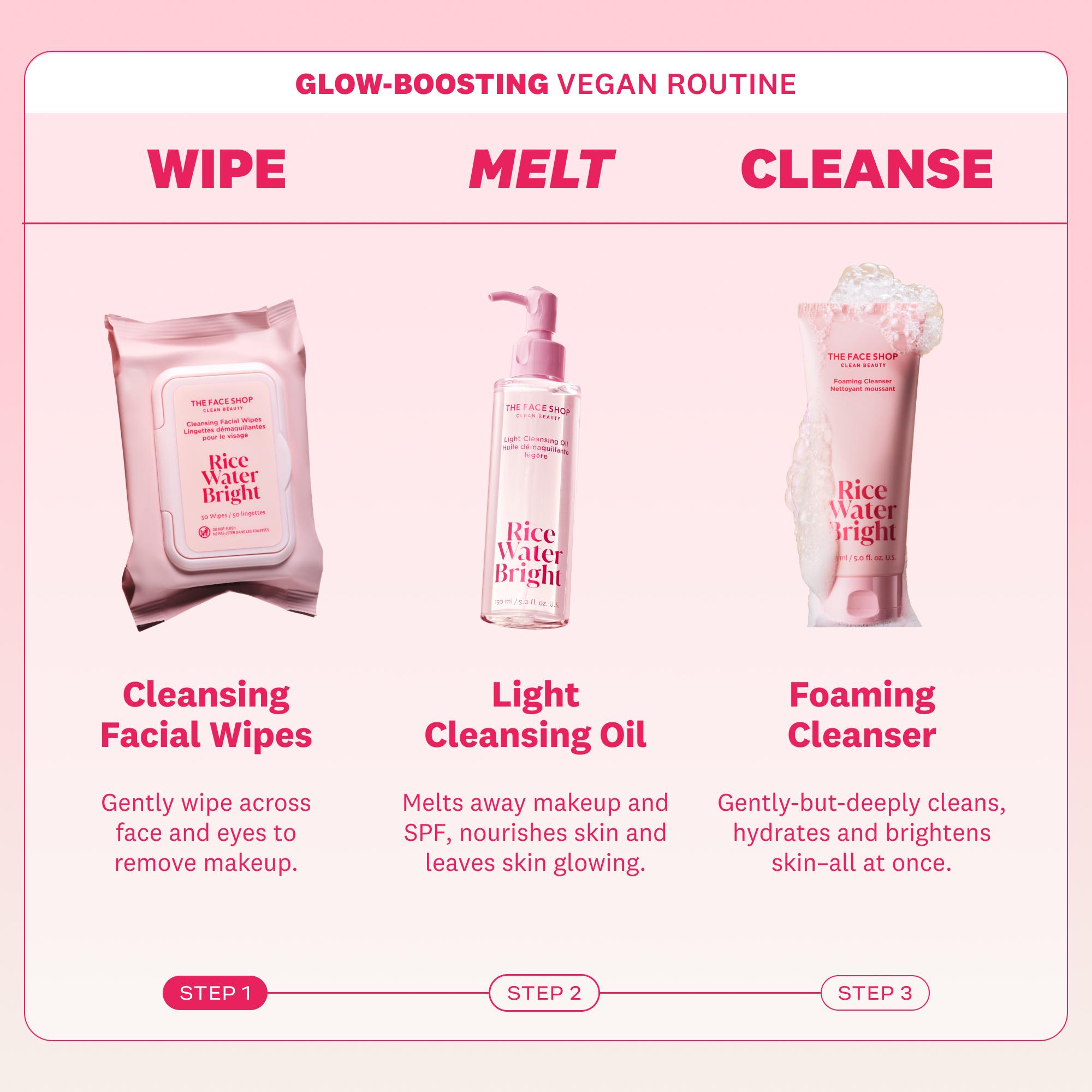 [THE FACE SHOP] Rice Water Bright Cleansing Facial Wipes (1 Pack) | Gentle Vegan Makeup Remover with Rice Bran, Vitamins & Ceramide | Removes Pore-Clogging Impurities, Refreshing Daily Cleansing Milk Formula | Korean Skincare